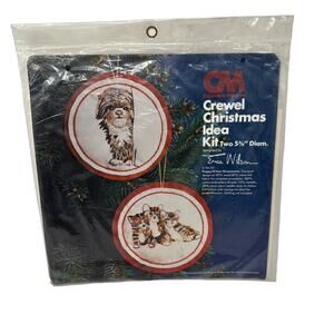 Columbia-Minerva Crewel Christmas Idea Kit Puppy Kitten Tree Ornaments NEW